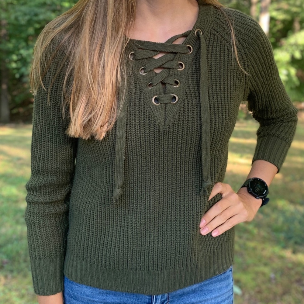 Olive Green Tye Sweater